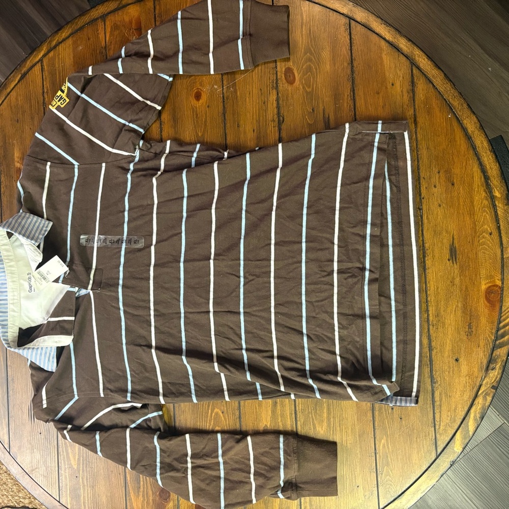 GAP Brown and Blue Striped Shirt